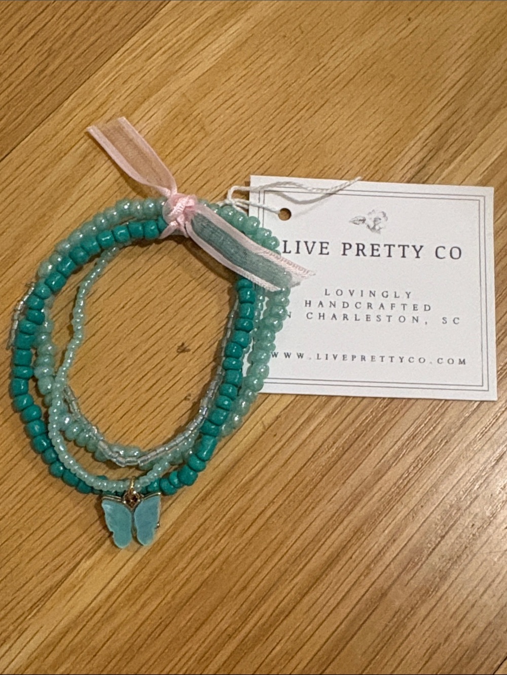 Live Pretty Co Handcrafted Beaded Butterfly Bracelet Set